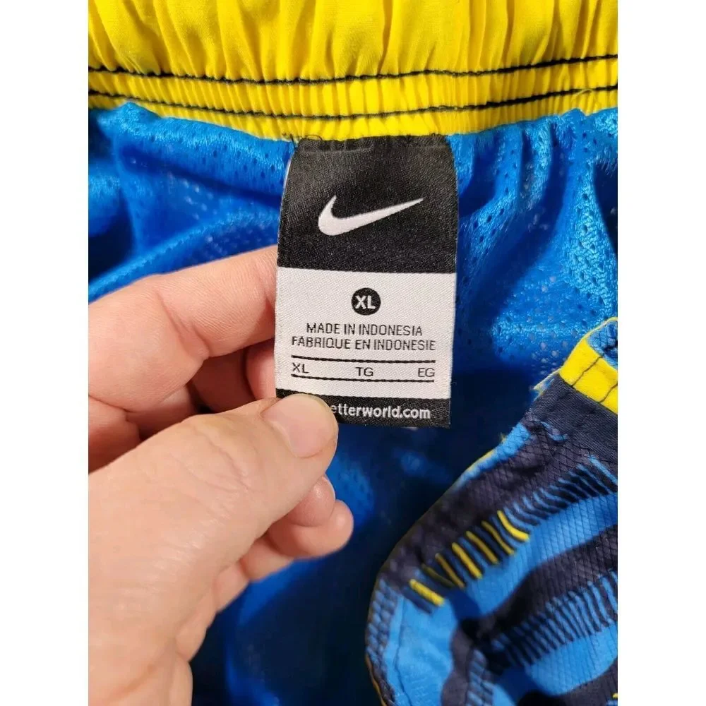 Nike Board Shorts Mens XL Blue Geometric Lined Swim Trunks w/ pockets 10' inseam